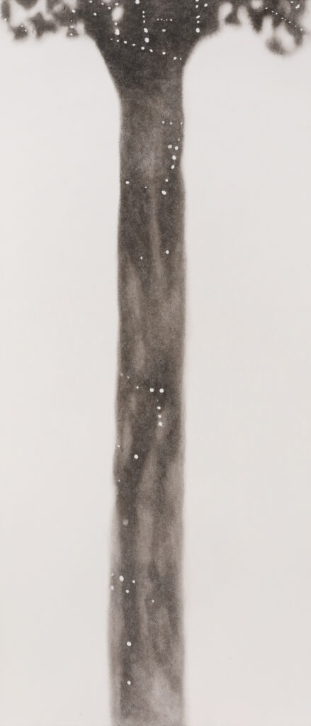 ○●나무1, 한지에 먹, 142x61cm, 2022