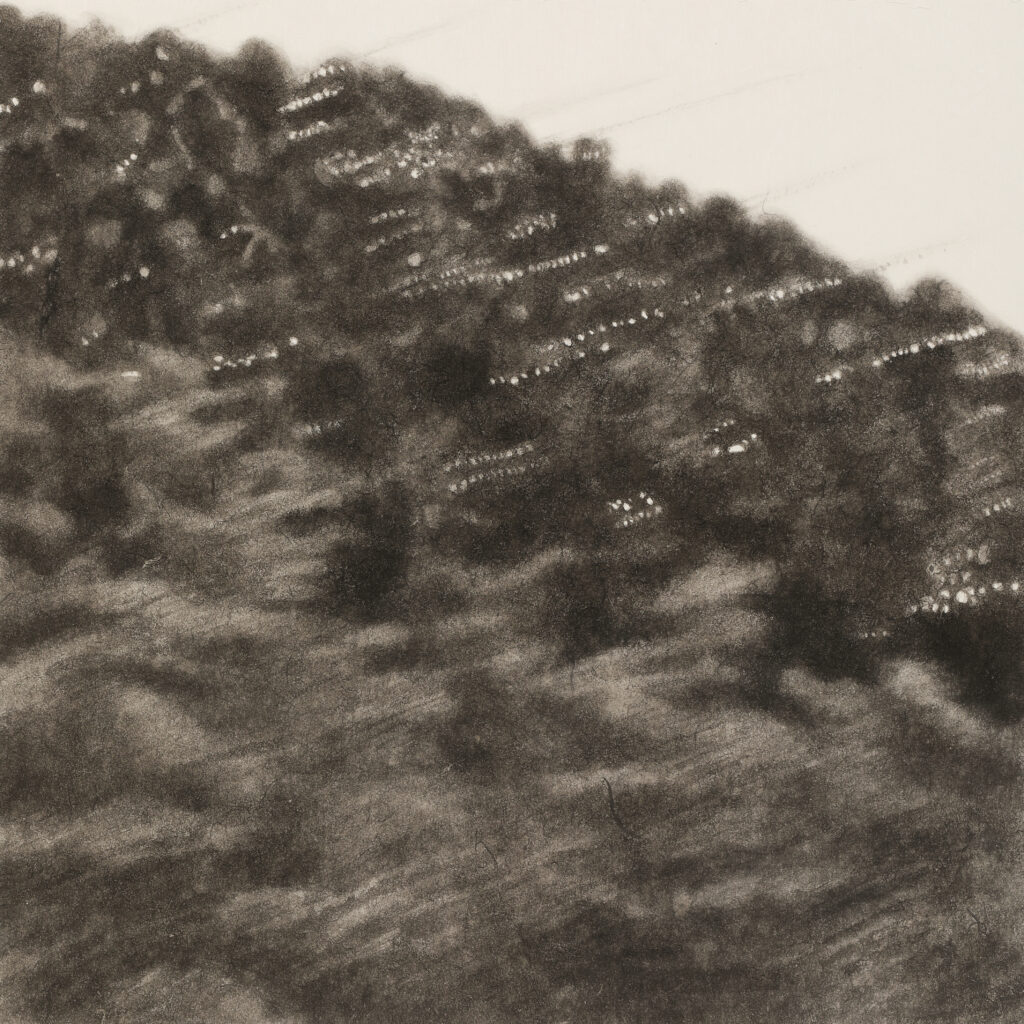 작은집-지붕4, 한지에 먹, 60.6x60.6cm