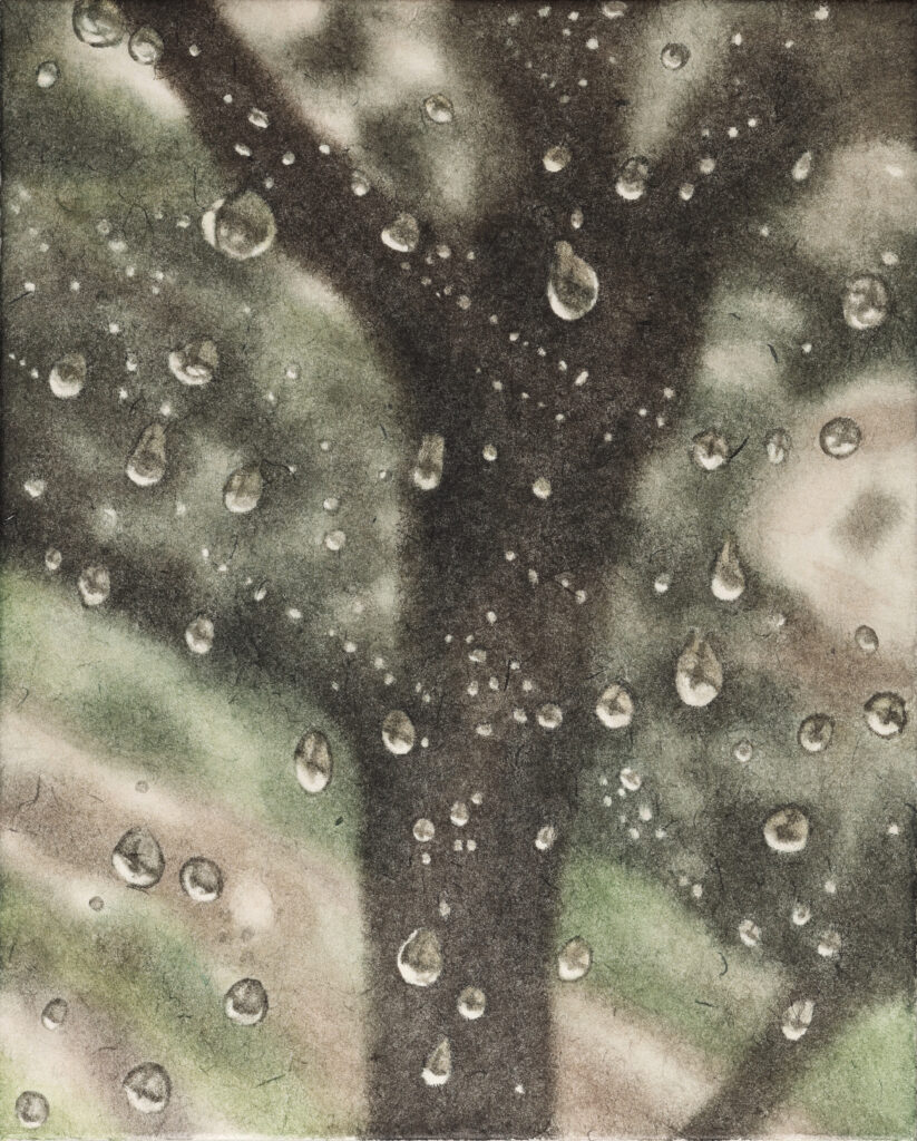 비 오는 0km의 풍경1, 한지에 먹, 27.3x22cm, 2025