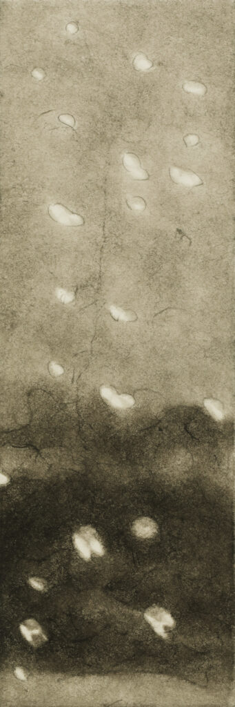 비 오는 770km의 풍경3, 한지에 먹, 30x10cm, 2024