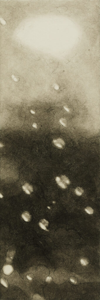 비 오는 770km의 풍경4, 한지에 먹, 30x10cm, 2024